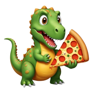  Dinosaur eating pizza  sticker