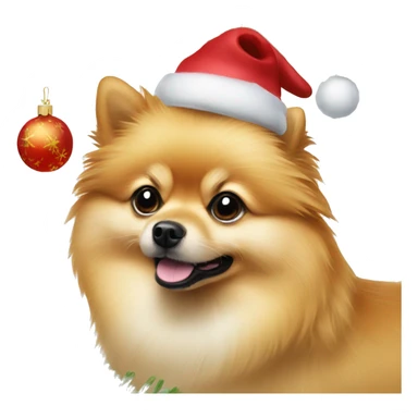 Pomeranian dog under Christmas tree  sticker
