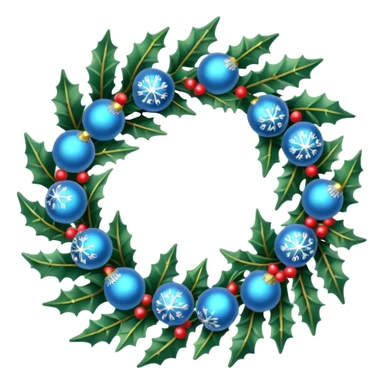 simple Christmas wreath with light blue details sticker