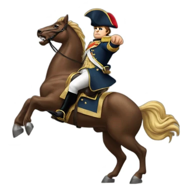 serious angry napoleon on horse hold golden eagle sticker