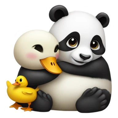 Panda and baby duck hugging sticker