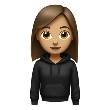 girl with brown straight hair in a black sweatshirt Metallica sticker
