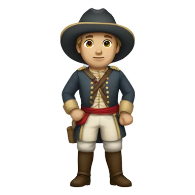 an american colonist, white skin, wearing a traditional uniform sticker