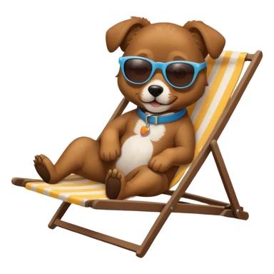 dog lying beside beach on chair with sunglasses sticker