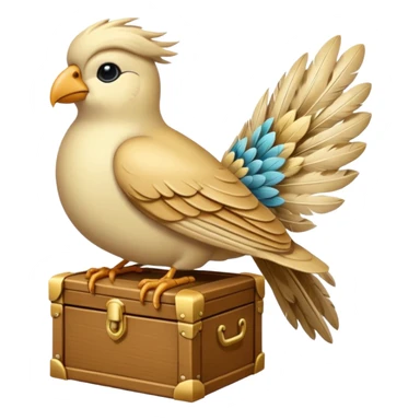 dollar bird up, cream color on chest sticker