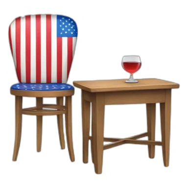 Chair and table with American flag  sticker