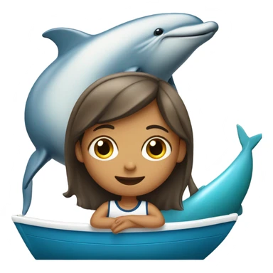 girl is watching dolphins from sailboat sticker