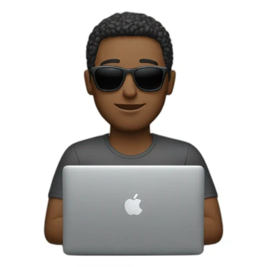 a man with sunglasses typing in macbook pro 14 inch sticker