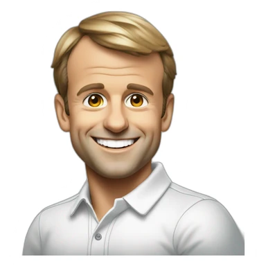 emmanuel macron big smile wearing polo sticker