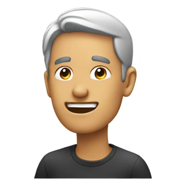 man pointing right at his ear sticker