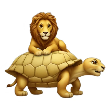 Un lion sur une tortue sticker