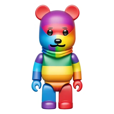 bearbrick toy wearing a rainbow colorful balaclava mask sticker
