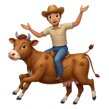 brown cow riding a man sticker