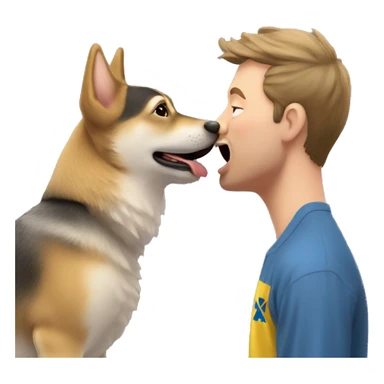 A Swedish Vallhund kiss a man sticker