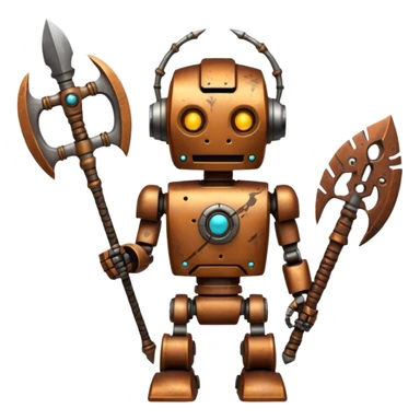 Tribal Robot with tribal weapon in hand   sticker