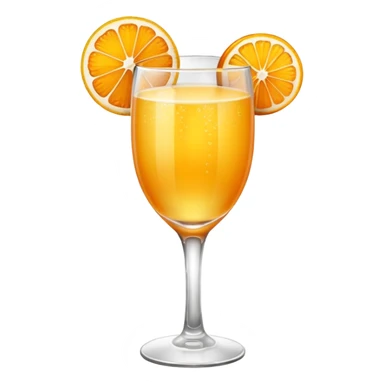 glass of mimosa with an orange slice sticker