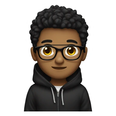 Boy, black hoodie, glasses, chibi sticker