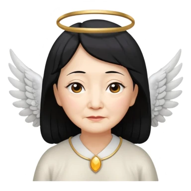 Angel Old Lady with wings black hair asian eyes sticker