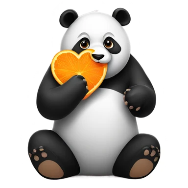 Panda holding a half free half orange love heart sticker