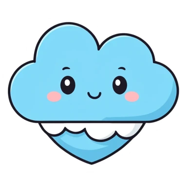 Baby blue heart with cloud  sticker