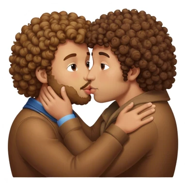 Guy with curly kissing bear sticker