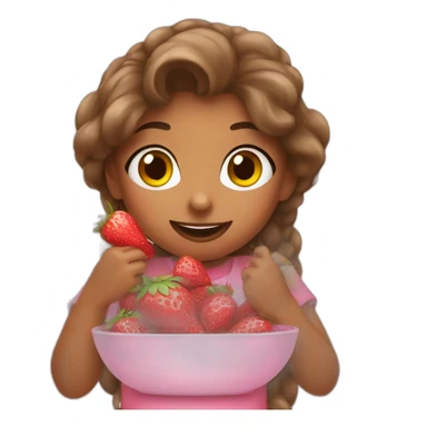A pink girl eating strawberries sticker