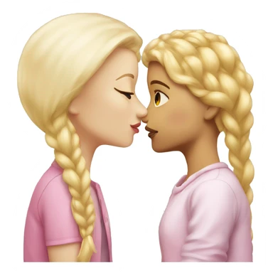 pink haired girl kissing a blonde girl sticker