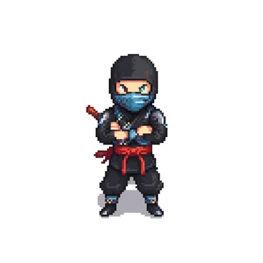 masked ninja with black outfit in combat stance sticker