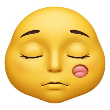 puckering lips with eyes closed tightly. yellow face sticker