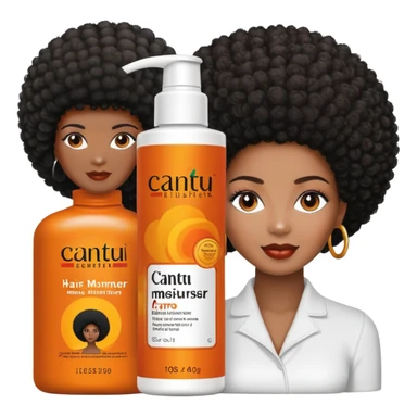 Bottle of Cantu Hair Moisturiser. The label on the bottle should have a picture of a black woman with afro. sticker