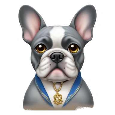 Gray French bulldog in a Jewish yamaka  sticker