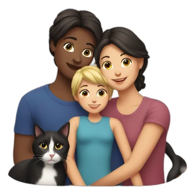 lesbian european family with black cat sticker