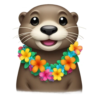Otter wearing a lei sticker