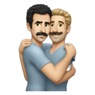 borat hugs caucasian man sticker