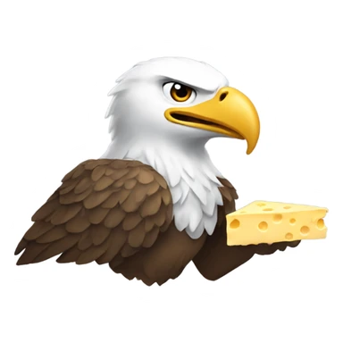Eagle with wings out eating cheese sticker