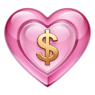 Pink heart shaped crystal with a $ carved in the center of the crystal.Pink heart shaped crystal with a $ carved in the center of the crystal. sticker