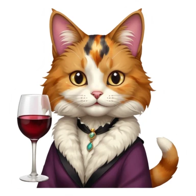 Fancy cat with a cup of wine sticker