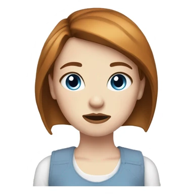 Girl with micro bangs dark ginger brown hair, blue eyes, pale skin, alternative clothing, stressed out and tired sticker