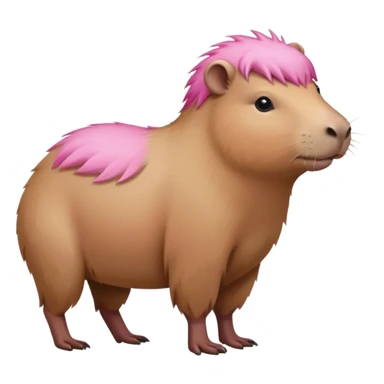 Capybara with pink head hair, standing sticker