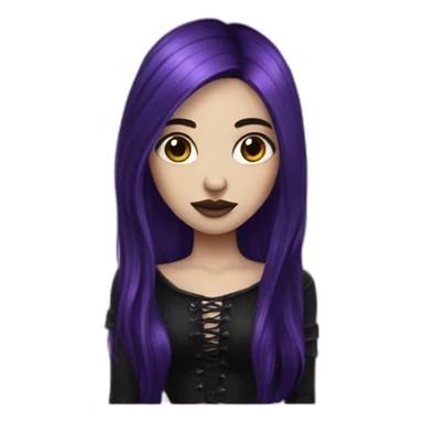 gothic girl long dark purple hair sticker