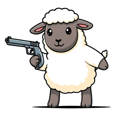 Black sheep with gun sticker