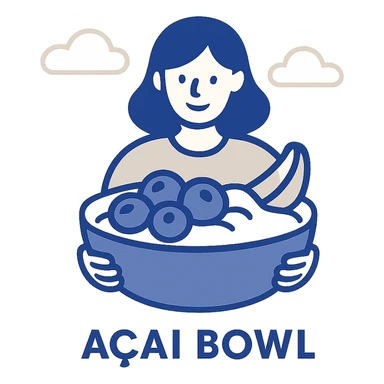 acai bowl icon, flat minimal style, clean lines, modern, white background sticker