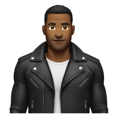 Muscular man in biker jacket  sticker