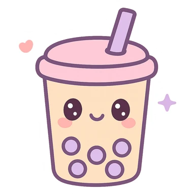 boba luba with purple straw, kawaii style sticker