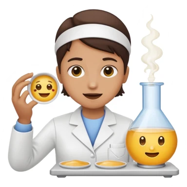 laboratory researcher analyzing dish emoji style. sticker