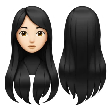 back view of long black hair sticker