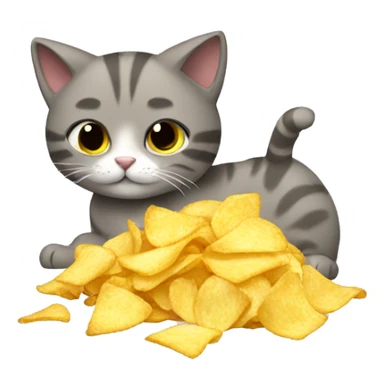 Cat eating chips sticker