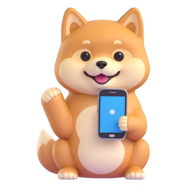 shiba inu holding a phone sticker