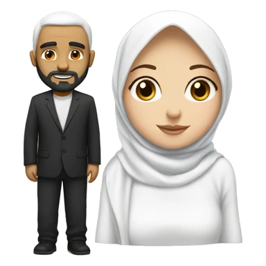 Girl with white hijab and islamische man with black Full Bears and white Skin Married  sticker