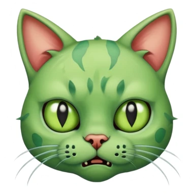 a super cute zombie green cat, look sad but not danger sticker